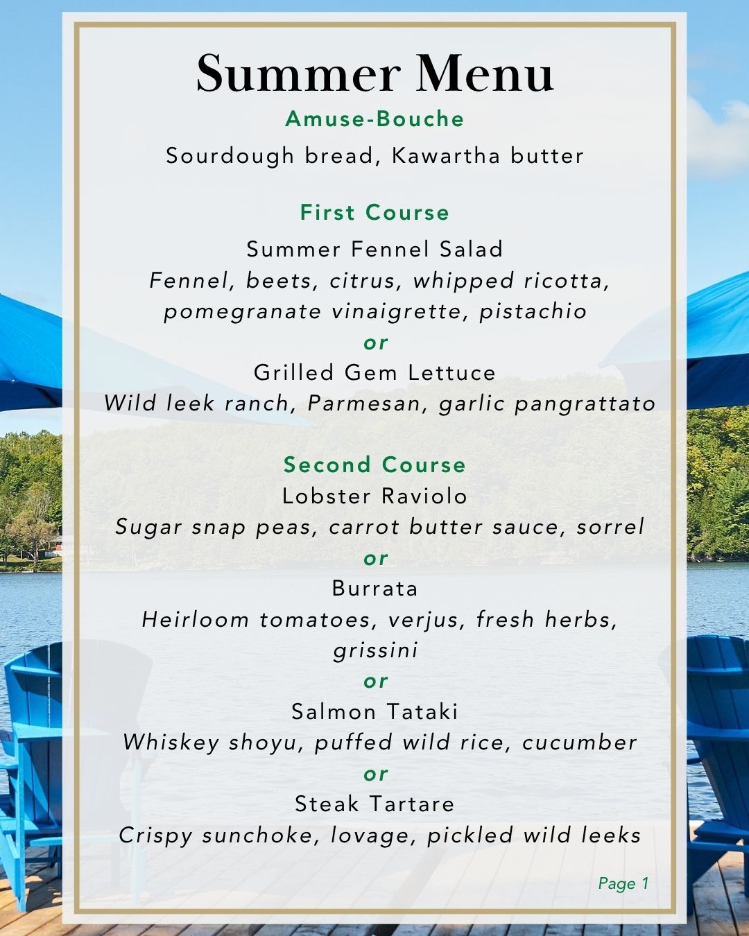 Summer Menu 2026