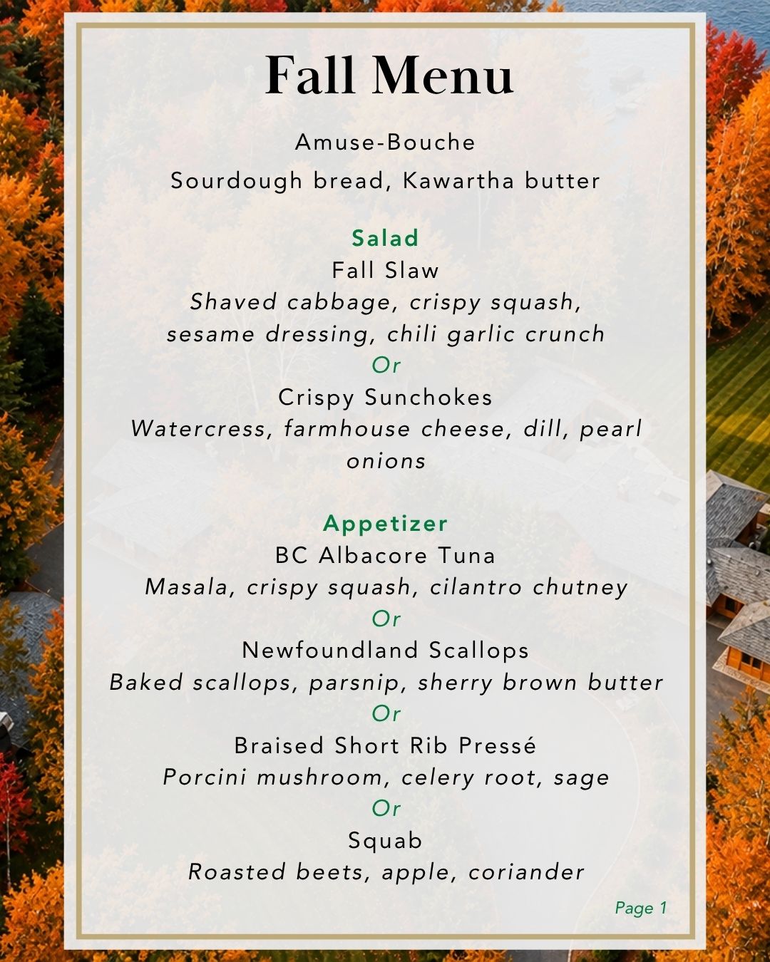 Fall Menu 2026